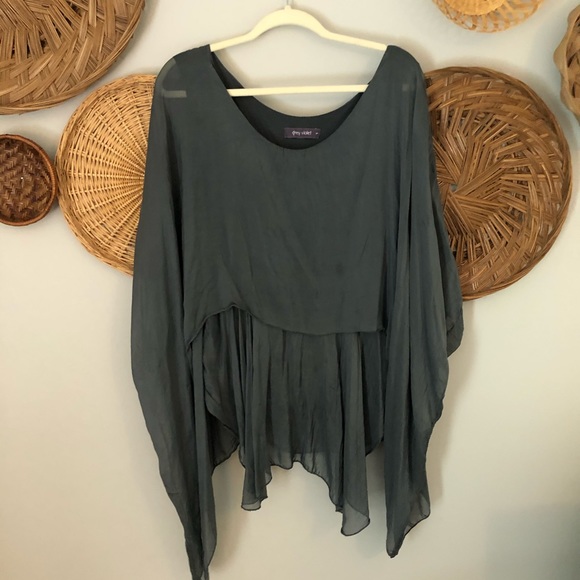 Grey Violet Tops - Grey Violet Very Flowy Top